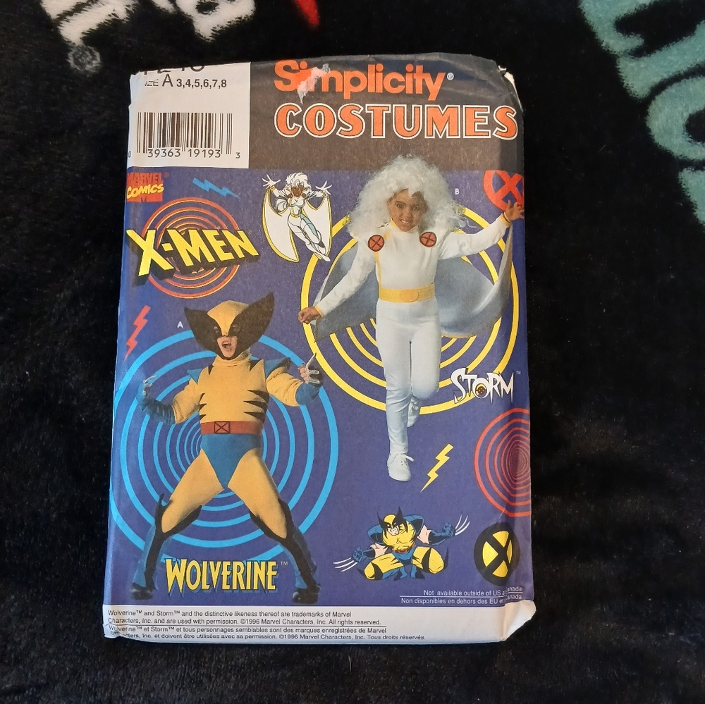 Wolverine Storm X-men Simplicity Costumes Sewing Pattern